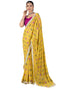 Vasthrlay Georgette Embroidery Yellow Saree With Pink Unstitched Blouse Piece