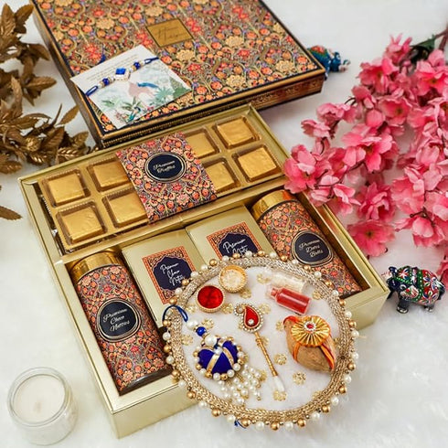 Nutrisnacksbox 13 Item Rakshabandhan Gift for Brother with 2 Rakhi and 1 Lumba