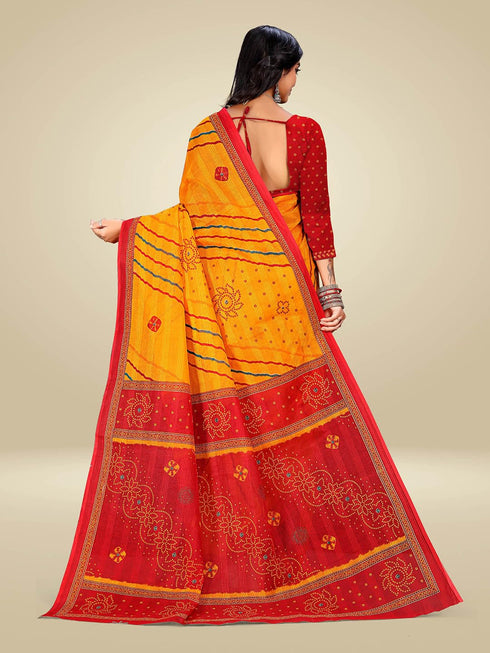 Vasthrlay Bandhani Swarovski Traditional Red Saree