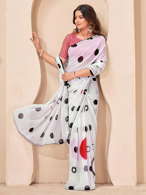 Vasthrlay Georgette Printed Unstitched Multicolor Saree