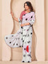 Vasthrlay Georgette Printed White Saree With Unstitched Blouse Piece
