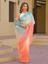 Vasthrlay Embroidery Scalloped Unstitched Turquoise Saree