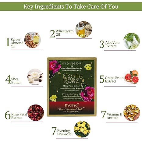 NYASSA Luxurious Exotic Rose Handmade Natural Bathing Soap