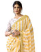 Vasthrlay Womens Printed Yellow And White Saree With Unstitched Blouse Piece