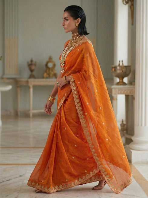 Vasthrlay Orange Saree