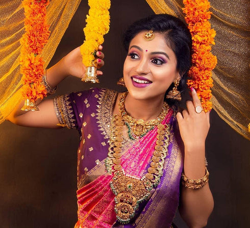 Vasthrlay Purple Kanjivaram Saree