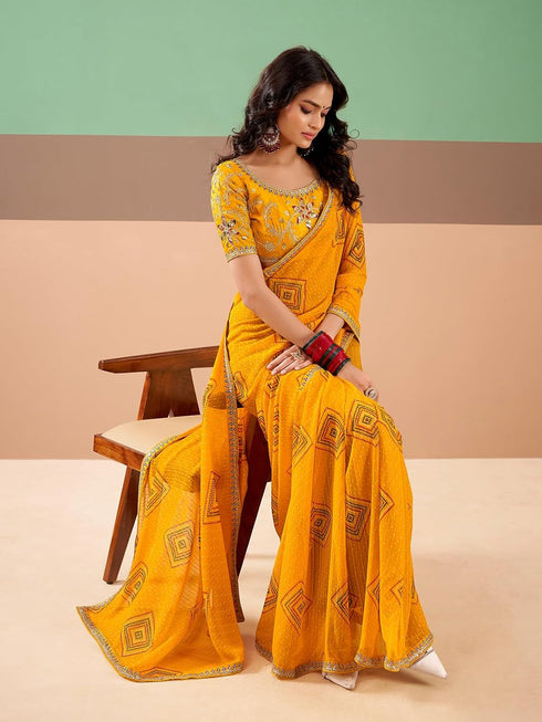 Vasthrlay Georgette Embroidery Red Saree