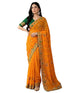 Vasthrlay Georgette Embroidery Yellow | Multi Saree With Green Unstitched Blouse Piece