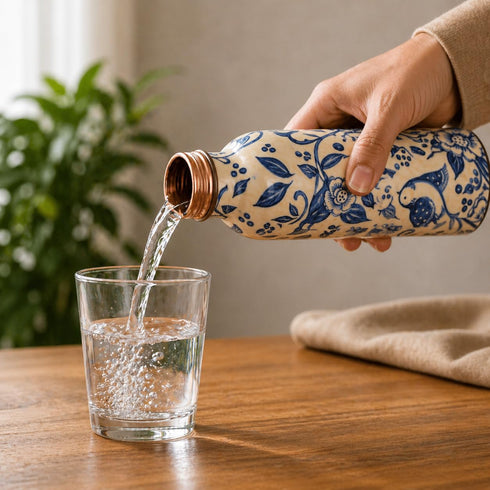 Pure Copper Water Bottle Indigo Blue 1000 ml