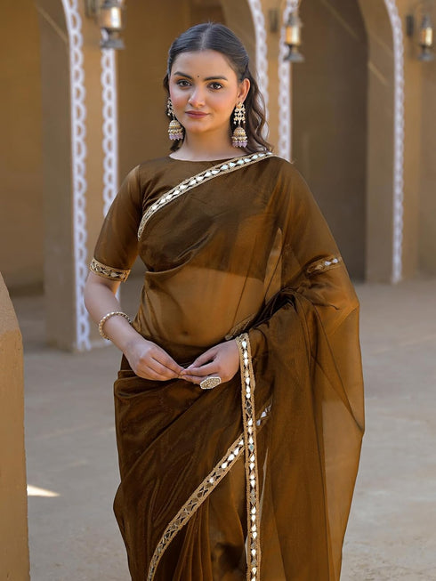 Vasthrlay Shimmer Chiffon Purple Saree