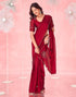 Vasthrlay Womens Scalloped Maroon Saree With Unstitched Blouse Piece