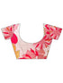 Vasthrlay Printed Kaftan Freehand Pink-Yellow-White Bollywood Satin Saree with Unsticted Blouse Piece
