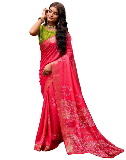 Vasthrlay Bandhani Printed Unstitched Black Saree