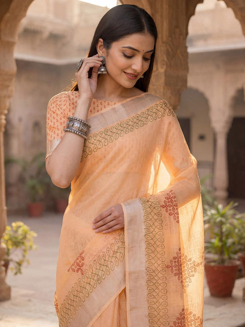 Vasthrlay Printed Unstitched Blouse Ethnic Wear