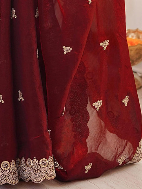 Vasthrlay Sequins Embroidery Dark Saree