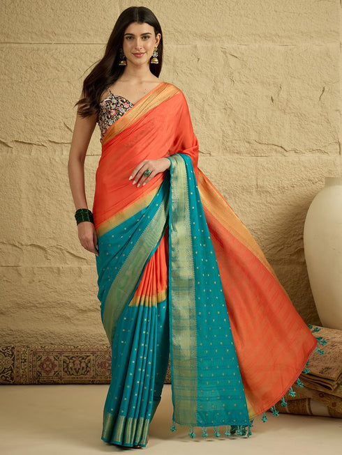 Vasthrlay Wovendesign Tasselsandlatkans Unstitched Blousepiece Ethnic Wear