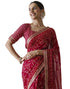 Vasthrlay Georgette Bandhani Unstitched Purple Saree