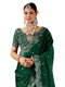 Vasthrlay Scalloped Embroidery Unstitched Rani Pink Saree