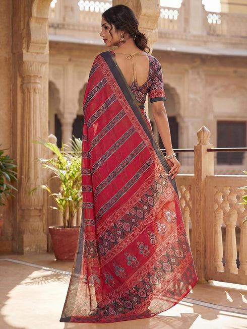 Vasthrlay Printed Lemon Yellow1 Yellow Saree