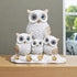 Decorative Owl Family Figurine Statue White with Gold Accents Four Owls Design