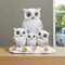 Decorative Owl Family Figurine Statue White with Gold Accents Four Owls Design