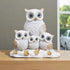 Decorative Owl Family Figurine Statue White with Gold Accents Four Owls Design