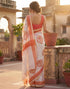 Vasthrlay Womens Printed Unstitched Peach Saree