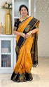 Vasthrlay Orange Banarasi Elephant Unstitched Saree
