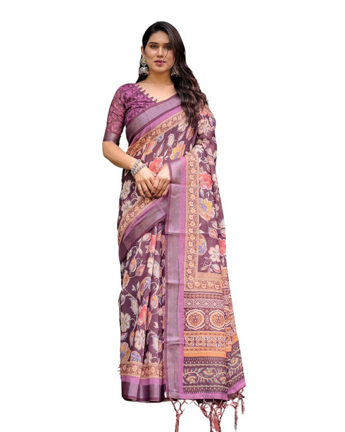 Vasthrlay Turquoise Floral Embroidered Saree