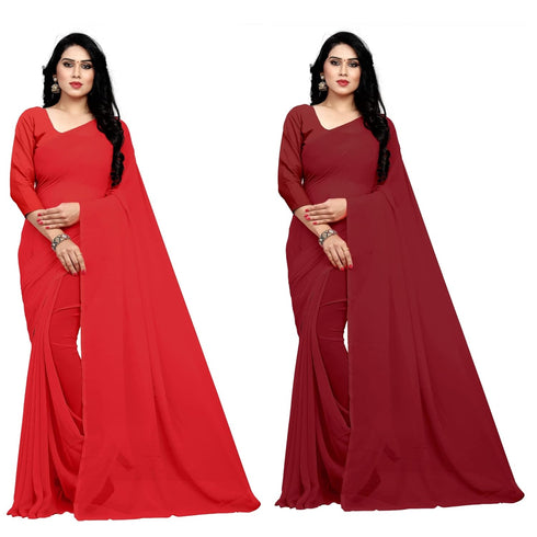 VasthrlayGeorgette Unstitched Red Maroon Free Ethnic Wear