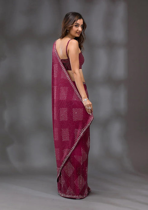Vasthrlay Siroski Unstitch Black Ethnic Wear