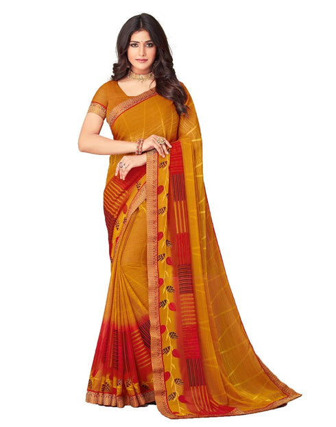 Vasthrlay Chiffon Tassels Unstitched Dark Green Saree