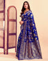 Vasthrlay Pure Kanjivaram Silk Blue Saree Banarasi With Blouse Piece
