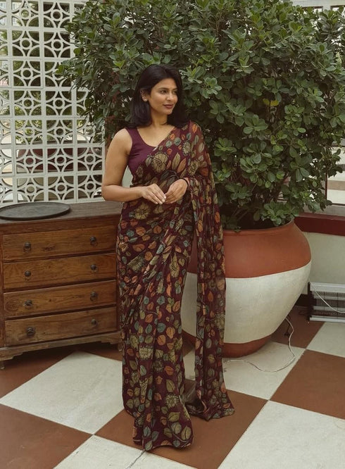 Vasthrlay Maroon Floral Unstitched Breathable