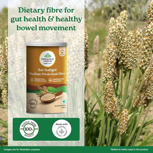 Organic India Sat Isabgol Psyllium Whole Husk Powder