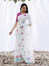 Vasthrlay Womens Printed Unstitched Off White Saree