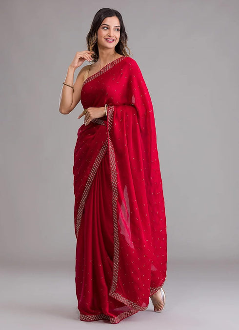 Vasthrlay Chiffon Siroski Diamond Ethnic Wear