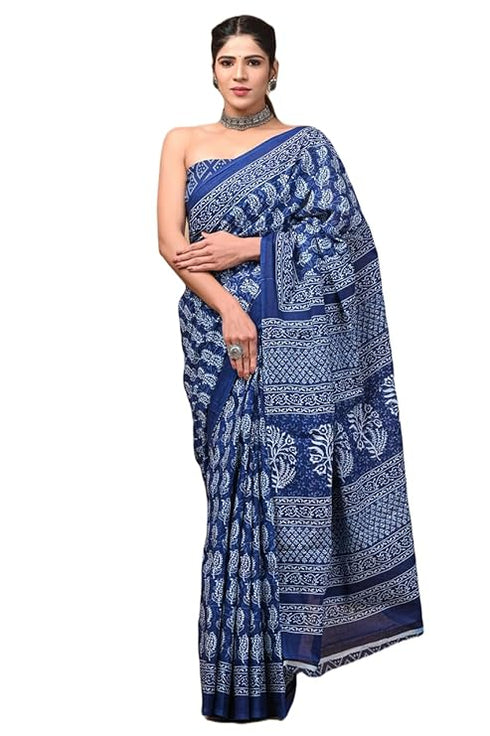 Dosaya Fabrics Jaipuria Block Printed Pure Cotton Saree