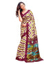 Vasthrlay Womens Abstract Unstitched Off White Saree