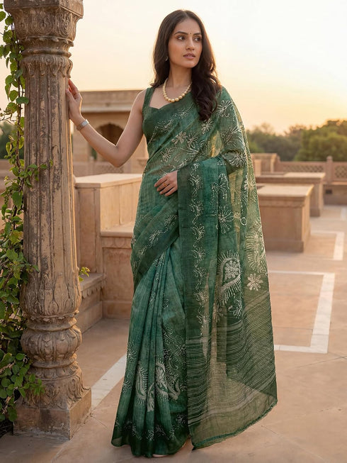 Vasthrlay Printed Dusty Saree