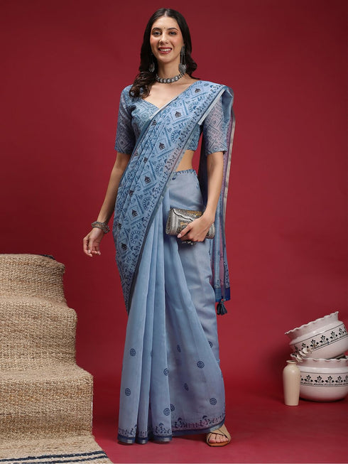 Vasthrlay Madhubani Printed Unstitched Hs Ethnic Wear