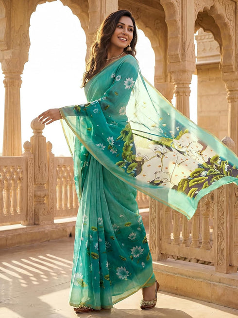 Vasthrlay Printed Peach1 Saree