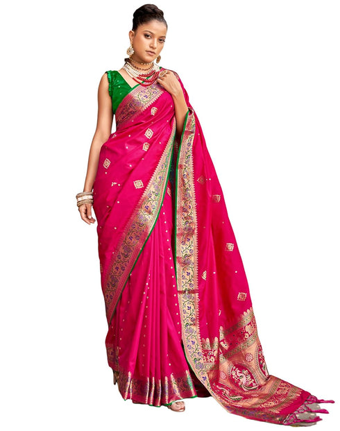 Vasthrlay Banarasi Jacquard Hot Saree