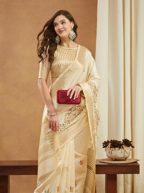 Vasthrlay Multi Embroidered Unstitched Saree