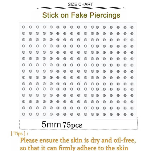 Vama Fashions 75 pcs 5mm Silver Gem Stone Sticker Fake Nose Pin Ring