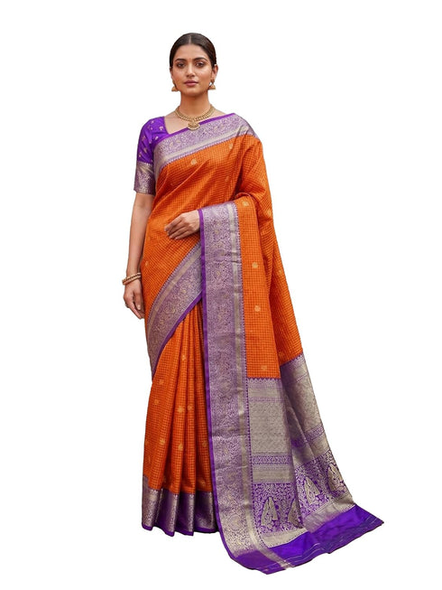 Vasthrlay Jacquard Traditional Unstitch Purpleorange Ethnic Wear