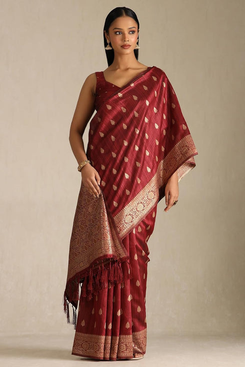 Vasthrlay Maroon Tussar Woven