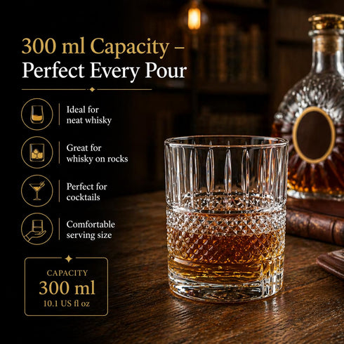 PrimeWorld Signature Crystal Whiskey Glasses Set of 6 pcs