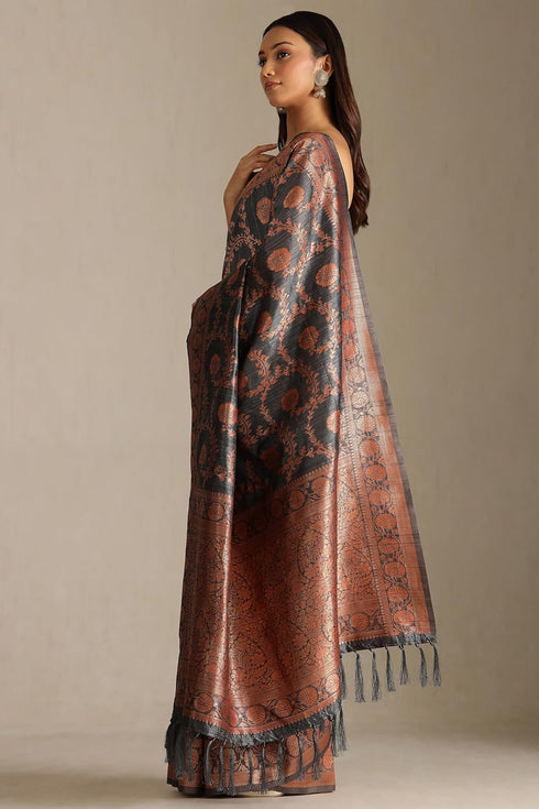 Vasthrlay Maroon Tussar Floral