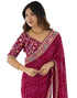 Vasthrlay Georgette Bandhani Unstitched Purple Saree